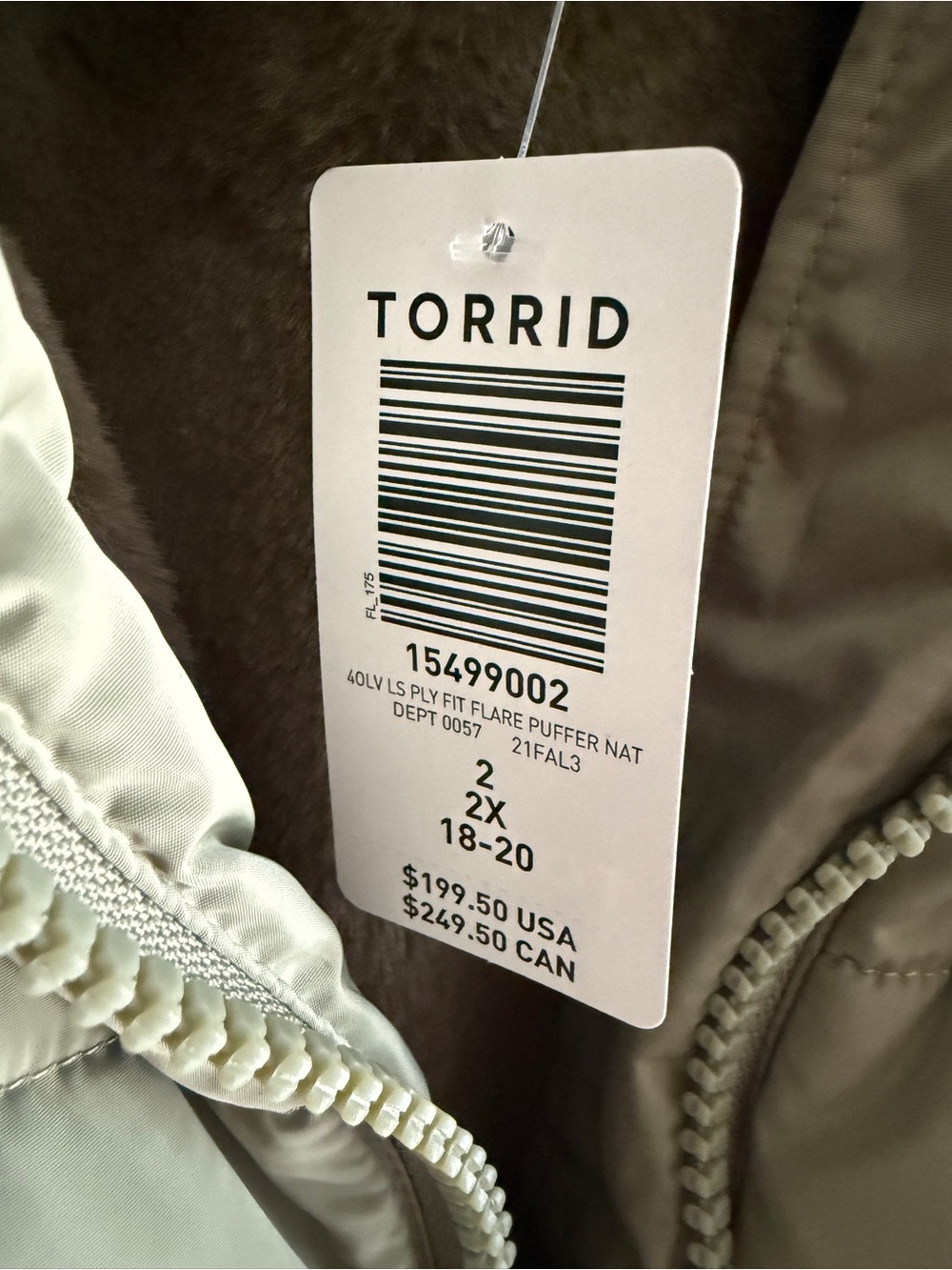Torrid Olive Green Faux-Fur Trim flare Puffer Jacket size 2 - Picture 9 of 16